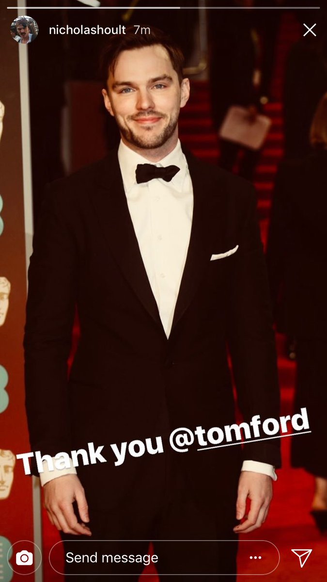 NHoultID's tweet photo. Nicholas Hoult instagram story updates (Feb 19th ‘18) wearing @TomFord for #BAFTA #NicholasHoult https://t.co/auATuZHVTE