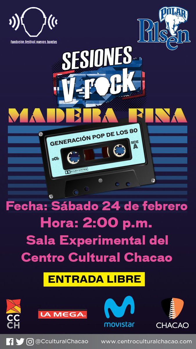 NuevasBandas's tweet photo. Colina, Ilan, Franco, Karina, Yordano, Frank y otros grandes, sonarán en las Sesiones V-Rock: Madera Fina.
El repertorio consistirá en recrear el contenido del libro Madera Fina, escrito por Luis Sabas y que fue bautizado en el marco del #FNB2017
Este sábado, entrada libre. https://t.co/LZOODsvV45