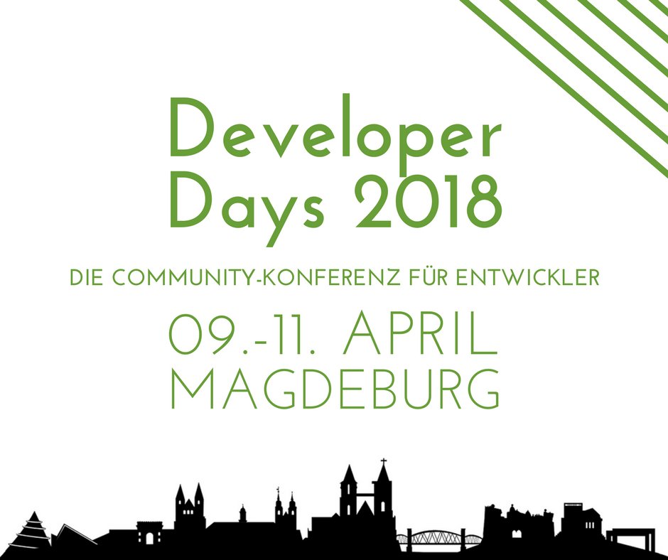 Vormerken, liebe Devs: 
Magdeburger Developer Days 2018 von 09.-11.April 2018 im AMO Kulturhaus! Wir sind natürlich auch dabei 😎🤓
BTW zwei gratis Abos gibt's noch dazu. 
Wie cool ist das denn bitte? 🤩
#mddevdays #developer #event #magdeburg #javaspektrum #objektspektrum