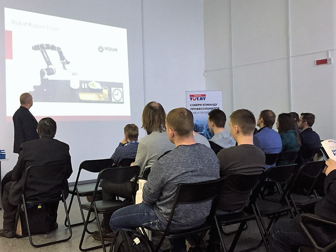 RozumRobotics's tweet image. @RozumRobotics CEO Viktar Khamianok presented a speech &quot;5 Steps in Making Your Own Robot&quot; at Party Hard 2018 at Belarus High Tech Park. Thanks for coming! #hightech #hardware