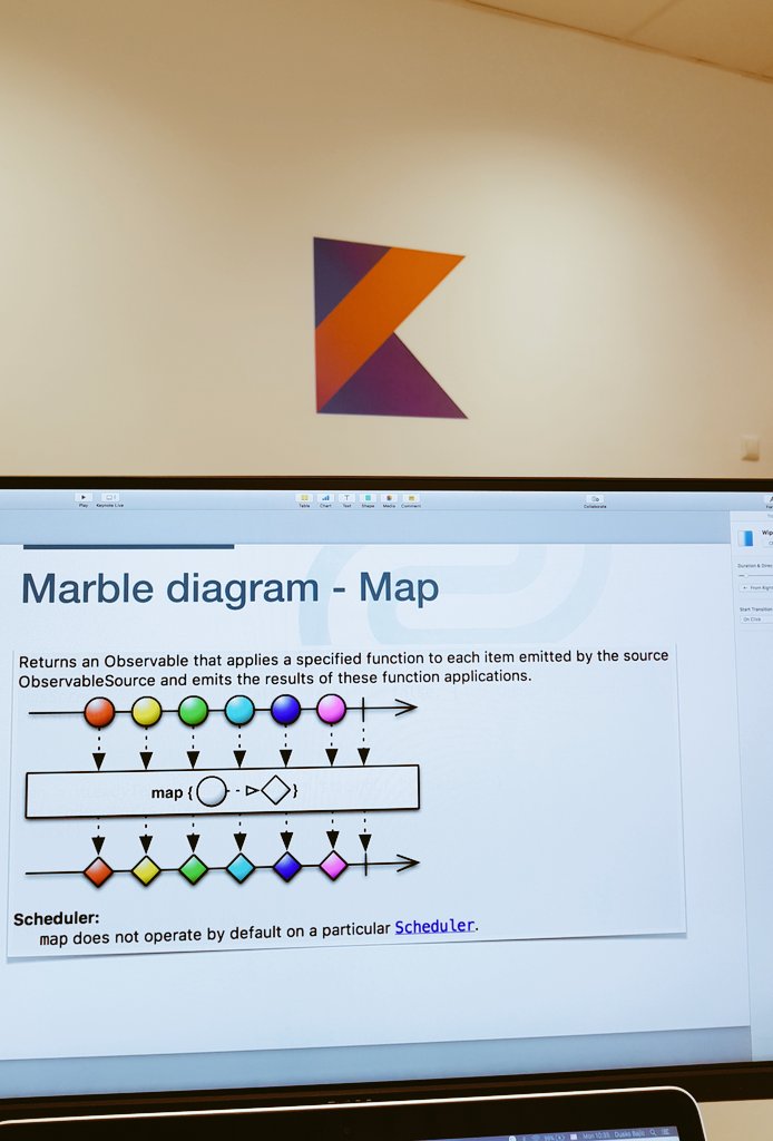 bajicdusko's tweet image. #RxJava meetup finishing touches. OMG, what's that on the wall😁 !? #Kotlin 😊😊