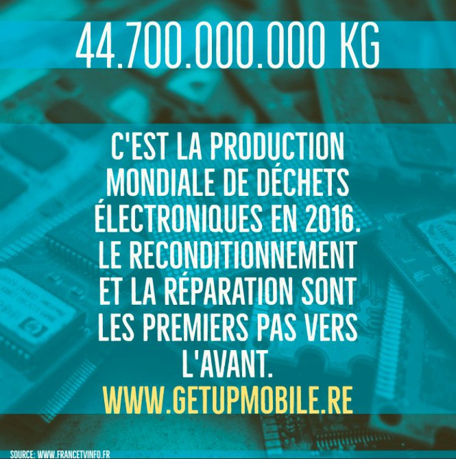 Chacun doit contribuer à la réduction des déchets électroniques, la Réunion aussi🌴. Optez plutôt pour la réparation ou le reconditionné avec 🌞📱GETUP Mobile📱🌞