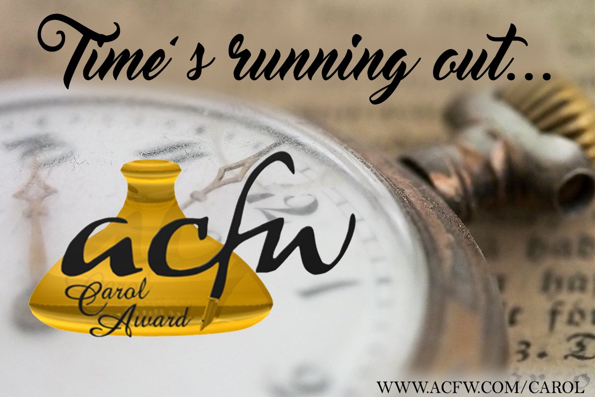 ACFWTweets's tweet photo. Time is running out to enter the #ACFWCarolAwards contest! Don't be left out, enter today.

#ACFWCommunity #writer #amwriting @ACFWContests 
https://t.co/mMP2vqqfwd https://t.co/4qtTS29xKN