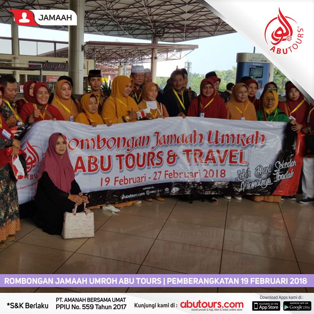 Rombongan Jamaah Umroh Abu Tours &amp; Travel, Surabaya - 19 Februari 2018

Kami percaya insyaAllah #SemuaBisaUmroh, Karena umroh bersama kami #LebihDariSekedarNikmatnyaIbadah.