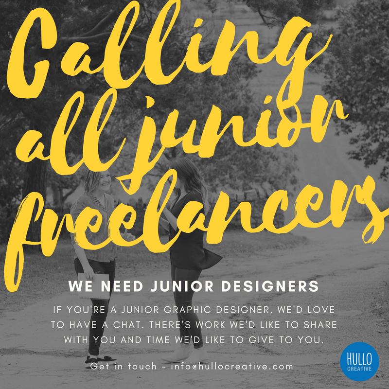 Are you a freelance designer? We're needing a junior graphic designer to join us in the studio. Interested? Pop us an email #hulloteam #lovewhatyoudo #hullocollaborative #juniordesigner