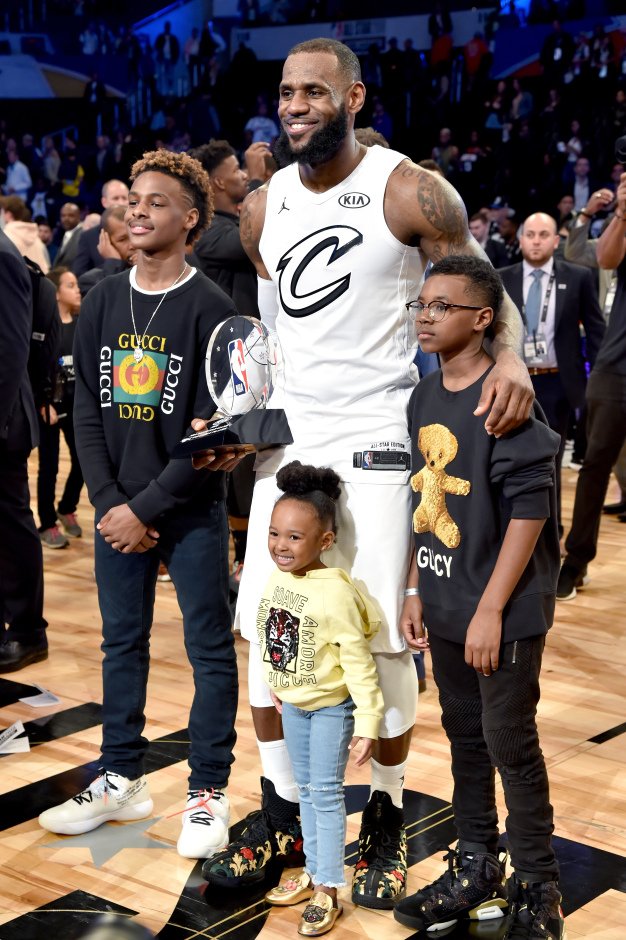 TheRSMS's tweet photo. Congratulations to #LeBronJames and #TeamLeBron on their #NBA #AllStarGame win! Here he is with his children #LeBronJr., #ZhuriJames and #BryceMaximus. More pictures... https://t.co/g4W0pOYKqb https://t.co/gHKsdcExIp