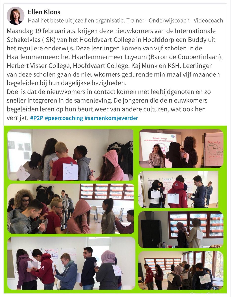 Msteffenswater's tweet photo. Trots op deze @P2P_edu Buddy’s die de leerlingen vd Internationale Schakelklas gaan begeleiden, daarom ben ik straks graag bij dit bijzondere moment!

#ISK #Peer2Peer https://t.co/JQGqFi46b9