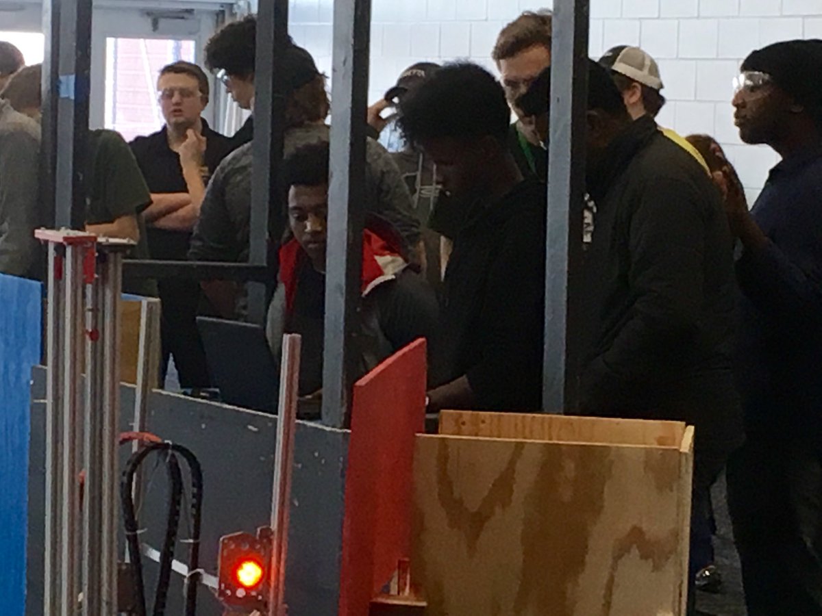AFearing_MPS's tweet photo. "The robot moved; it knocked down some blocks; we got a lifting motor to move; and students practiced their English for 6 hours with other high school students, engineers, and teachers!" #FirstRoboticsTeam #ProudMoment #Opportunities @MPS_News @MPSGloEd https://t.co/px0zr5mf8k