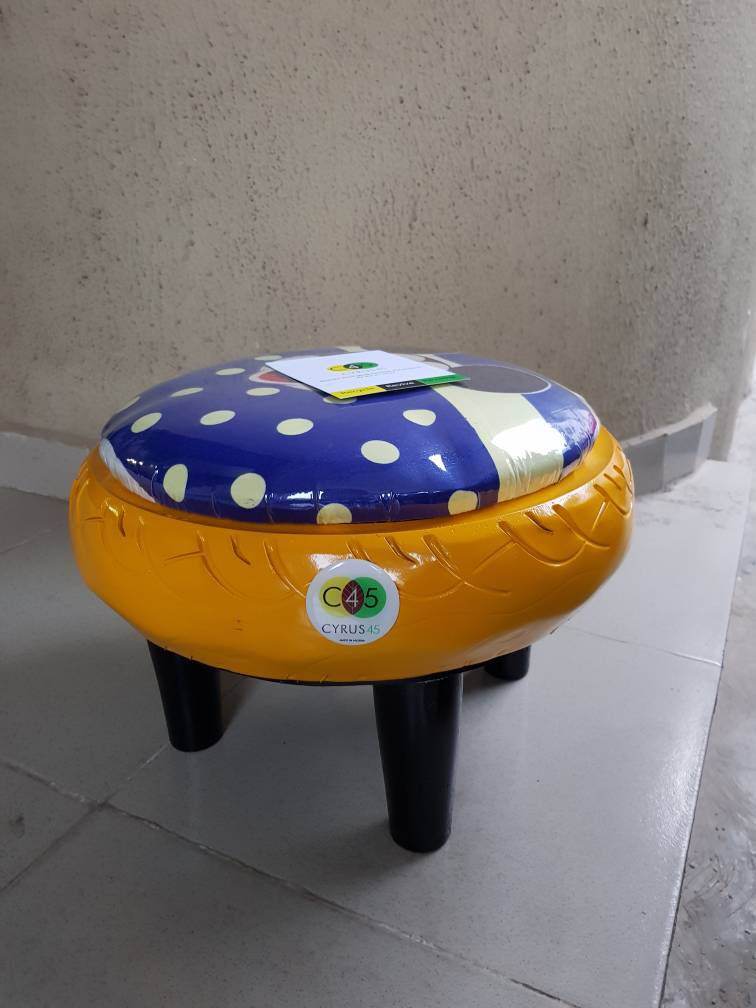 Today’s beauty!

Yellow Mickey Mouse themed Yoji stool made with upcyclef Keke napep tyre. Perfect for toddlers 🧒🏾 👶🏾 #Recycle #upcycle #sustainabledevelopment #greenliving #CleanerLagos #trendingNG