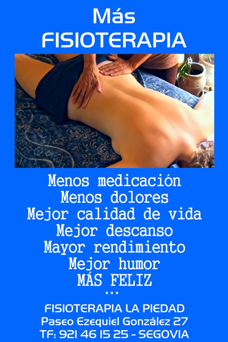 MarcosFisioSg's tweet photo. ¡Feliz lunes y feliz semana a tod@s!
Más Fisioterapia, más FELICIDAD.
#Fisioterapia #Felicidad #MenosMedicinas #Salud
#Tratamientos #Clínica #Segovia #MenosDolores #CalidadDeVida #MejorDescanso #MejorHumor https://t.co/rArB4VJGMV