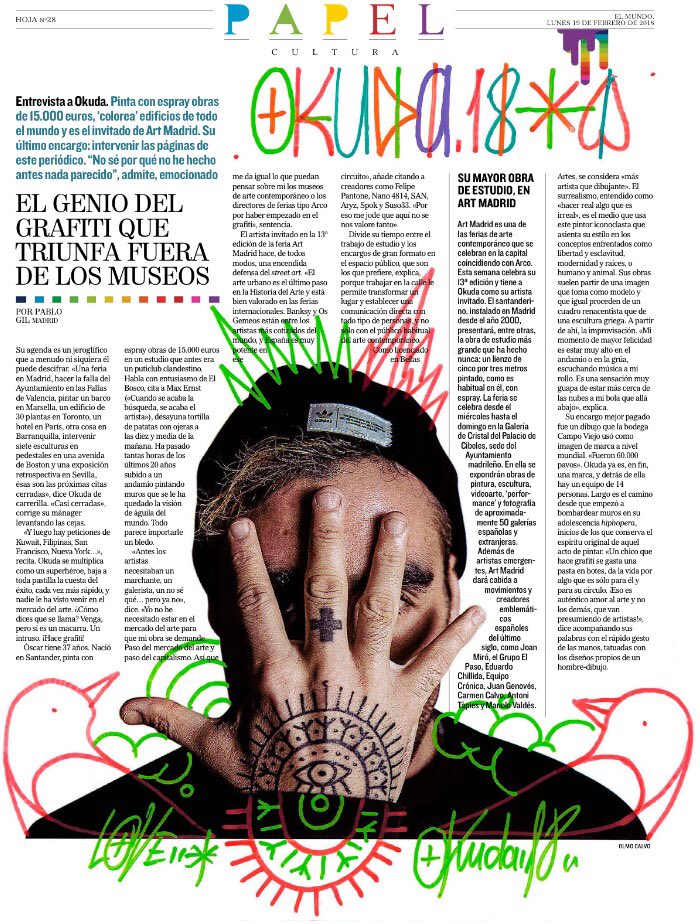 Así viene hoy PAPEL en papel. Ilustrado de arriba a abajo por el artista urbano <a href="/OKUDART/">OkudaSanMiguel</a>. 
elmundo.es/papel/lideres/…