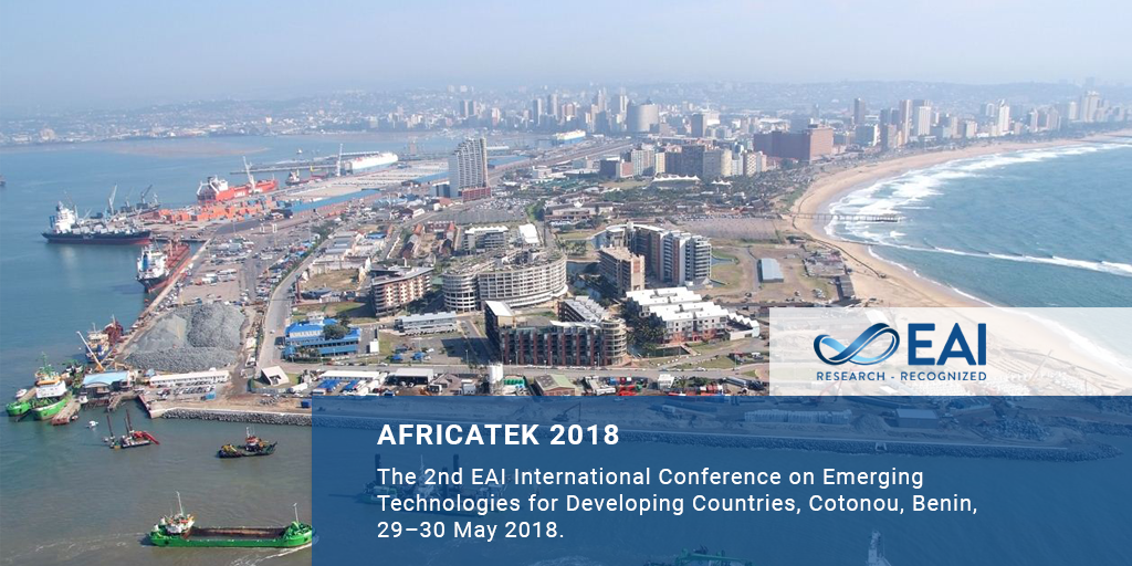 Last call! 
🔬 #AFRICATEK2018
✅ 20 February 2018
💻 #cloudcomputing, #IoT, #smartcity, #developingcountries, #bigdata, #5G
📚 Indexed in Ei Compendex, ISI Web of Science, Scopus, CrossRef, Google Scholar, DBLP
🔗 goo.gl/mGgC66