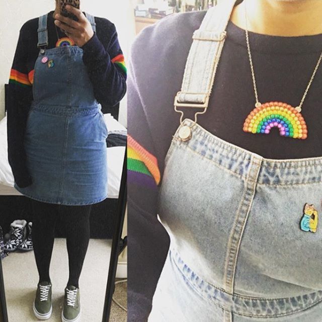 I am a BIG fan of dungarees and @nikkilouwrites is rocking them alongside her #velvetvolcano Rainbow Necklace 💖🌈😍 #incolourfulcompany #colourmyeveryday #rainbows #ootd ift.tt/2C85c0o