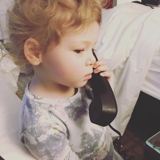 r_polan's tweet photo. First time talking on a corded phone. #notimpressed #essenrose https://t.co/jiPQPPYXTv