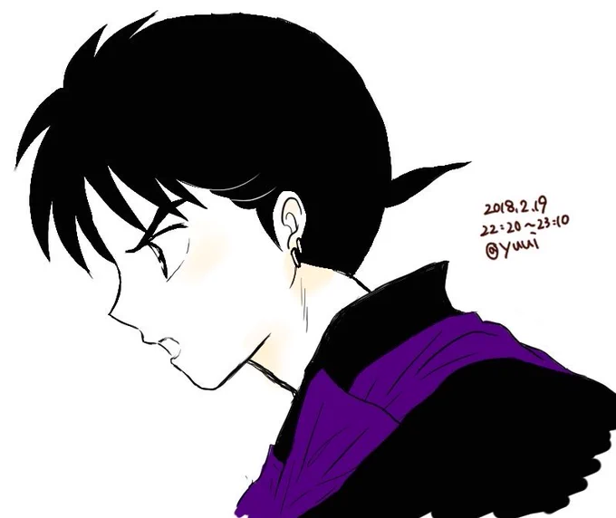 @ranmawandoro 
#高橋留美子5作品版深夜の真剣お絵描き60分一本勝負 
2月19日
22:20～23:10 
お題≪弥勒≫

「たとえ珊瑚が私を嫌うことがあったとしても、私以外の男に惚れることなど有り得ない」

模写でごめんなさい～すごく好きなシーンなのです?真剣な顔でこんなこと言い放つ弥勒好き。 