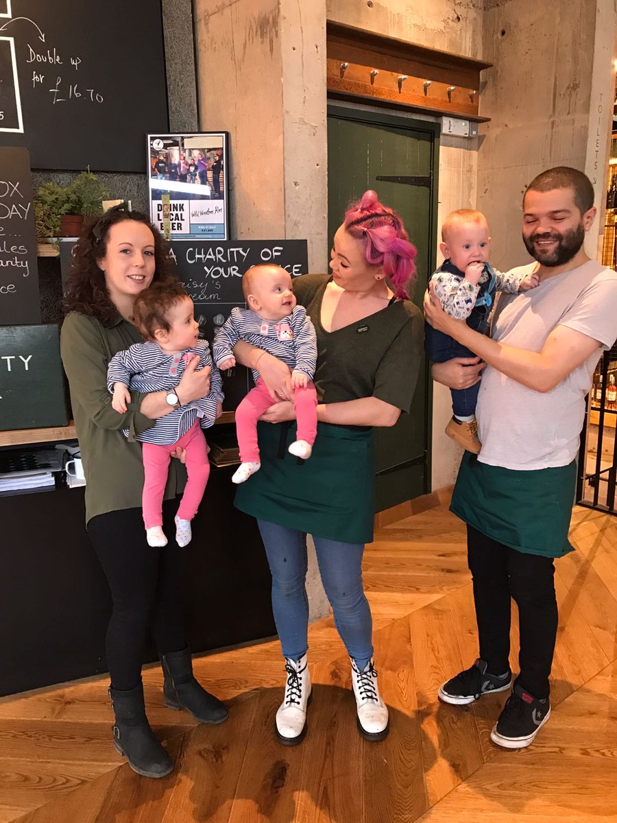 honestburgers's tweet photo. Two hours to go at our #HonestyBoxDay in #Reading and @BabiesinBuscot have brought in a few little ones to help us raise even more cash. Thank you to everyone who's popped in and donated a brilliant Β£1,100 for all three charities so far. πΆππ https://t.co/qGHf52JX7B