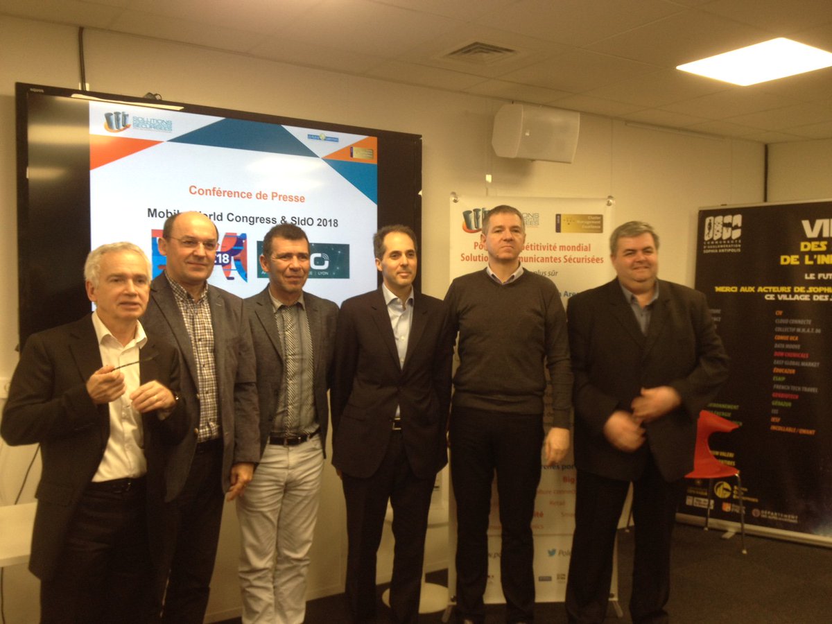 Pole_SCS's tweet image. Conférence de Presse #MWC18 &amp;amp; #SIdO18 avec nos entreprises membres @monumentracker @EridanisFR @iQsim #Smartcom @SynerticMobile #NIS @provenrun ! @BusinessPole @SophiAntipolis