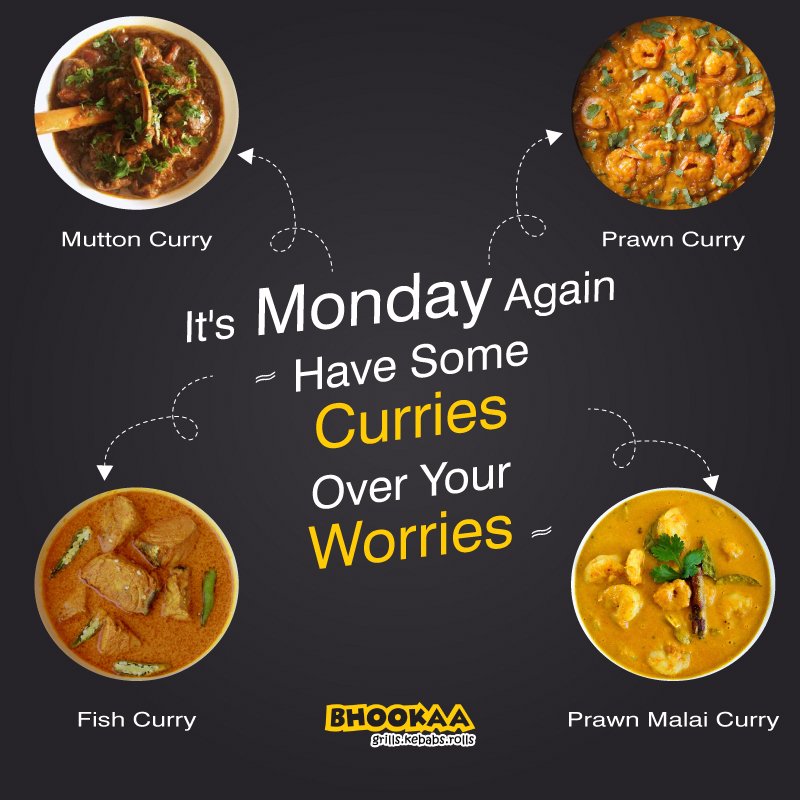 bhookaa's tweet photo. Beat you Monday blues with your favorite curries at BHOOKAA! 😀 #bhookaa #Curry #fishcurry #muttoncurry #prawncurry #Bhubaneswar #Monday https://t.co/uyHLyIcpZm