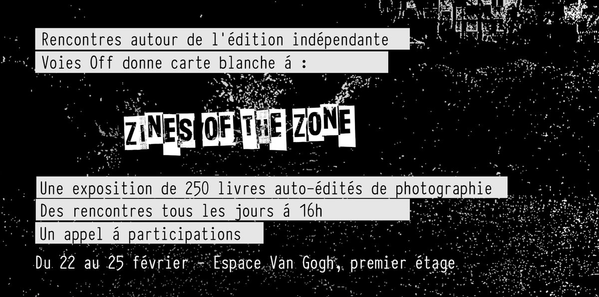 Dans le cadre du Festival #Arlesselivre, dès jeudi, <a href="/voies_off/">Voies Off</a> invite <a href="/ZINESOFTHEZONE/">ZINES OF THE ZONE</a> pour 4 jours autour de l'auto-édition photographique et du #fanzine.
Programme complet : bit.ly/2CuJ5gb
Facebook: bit.ly/2Fe2t4h
