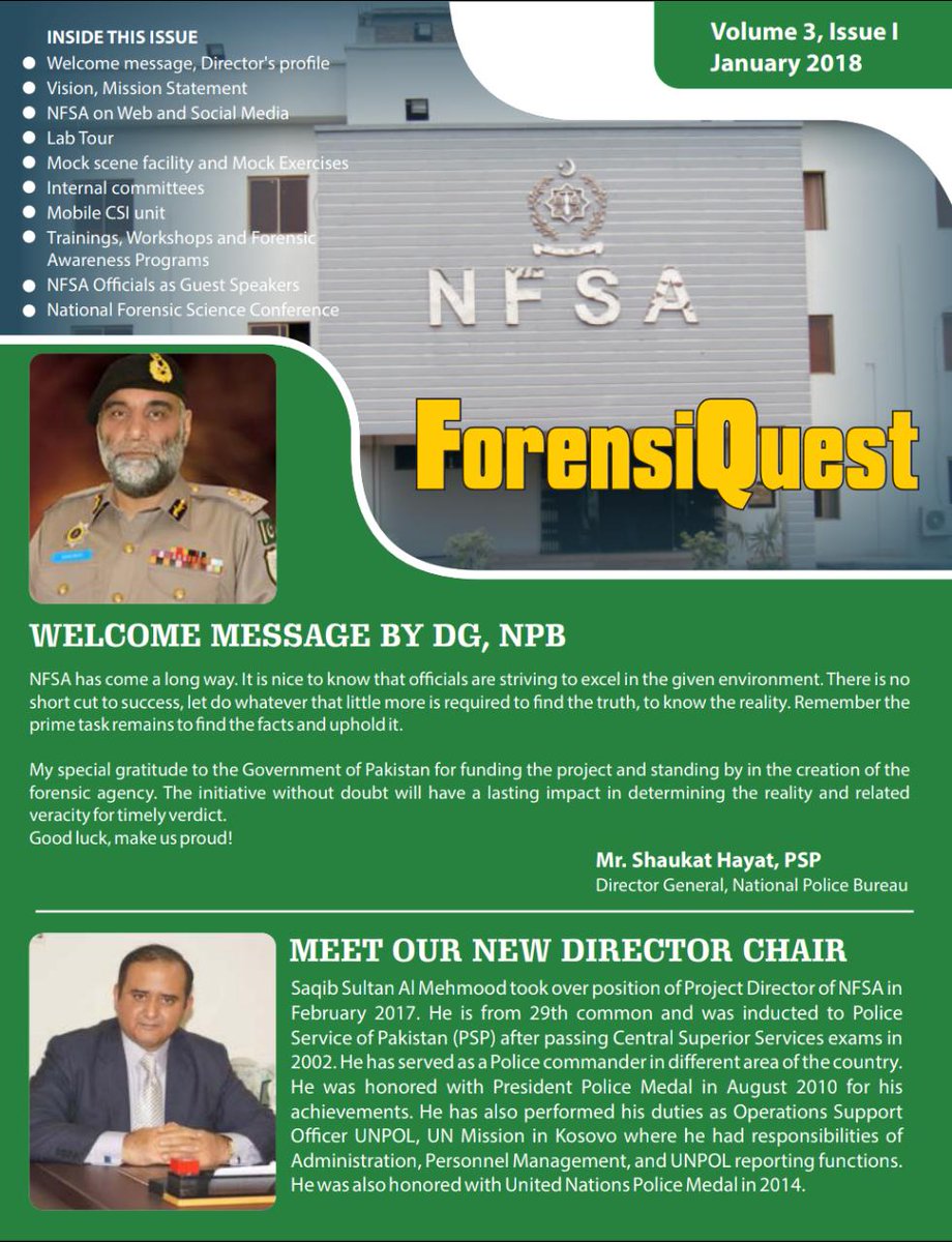 nfsapk's tweet photo. National forensic science agency 
Newsletter
Vol3, issue 1 https://t.co/IGAL86AV3w
