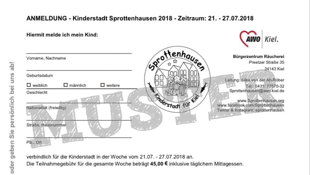 #Anmeldung für #Sprottenhausen 2018 ab #heute online! Formular &amp; Info‘s zur Anmeldung auf unserer Homepage Sprottenhausen.org #Räucherei #Gaarden #Ostufer #Jugendarbeit #Partizipation #Teilhabe #Demokratie #AWOKiel #KiCK #KielAhoi #Kinderrepublik #Spielstadt #DuHastDieMacht