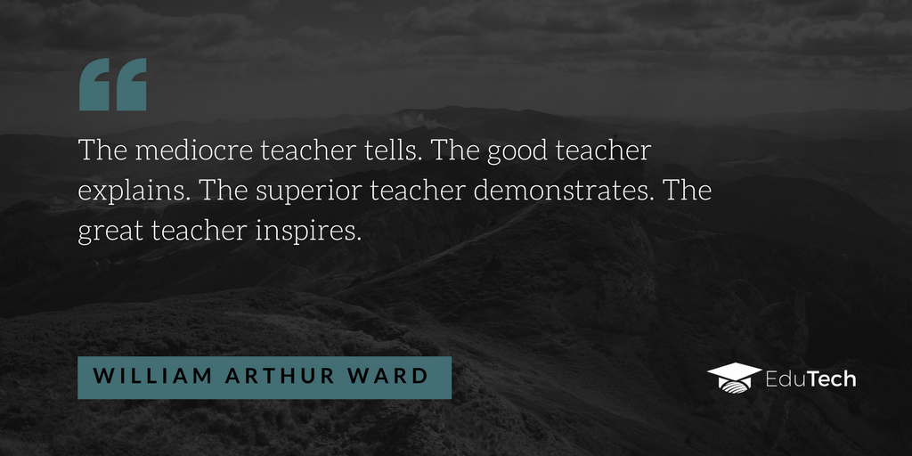 edutechbusiness's tweet photo. The mediocre teacher tells. The good teacher explains. The superior teacher demonstrates. The great teacher inspires. #WilliamArthurWard #motivation #quotes https://t.co/Te0i6R3iBA