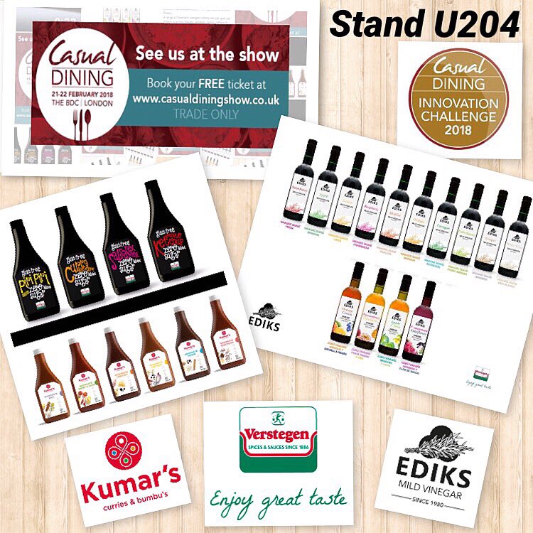 Verstegen_UK's tweet image. #casdiningshow 2 days to go! We have entered the Innovation challenge with our Ediks vinegars, Kumars wok pastes &amp;amp; guilt free sauces. Come and taste and vote for your favourite. casualdiningshow.co.uk/innovation-cha…

#verstegen #kumars #ediks #vinegars #quality #spices #sauces