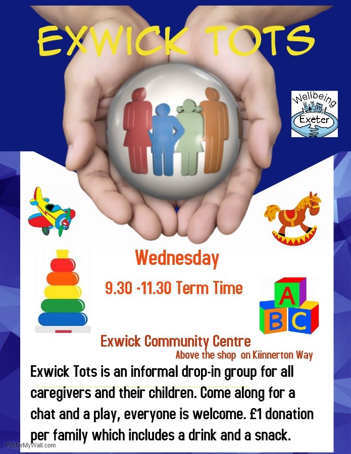 exwickcb's tweet image. A NEW informal drop-in group for parents/caregivers and their children has recently started at Exwick Community Centre. 
It's a really friendly group which runs every Wednesday 
9.30 - 11.30. Everyone Welcome. 🙂