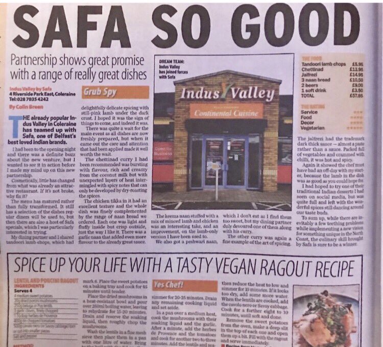 Try our new dishes #indianfood #coleraine #NorthCoast <a href="/PortrushNI/">Old Visit Portrush</a> @VisitorInfoCCAG <a href="/VisitCauseway/">Visit Causeway Coast & Glens</a> <a href="/PortstewartProm/">Visit Portstewart</a> <a href="/murrayabell/">Murray Bell</a>