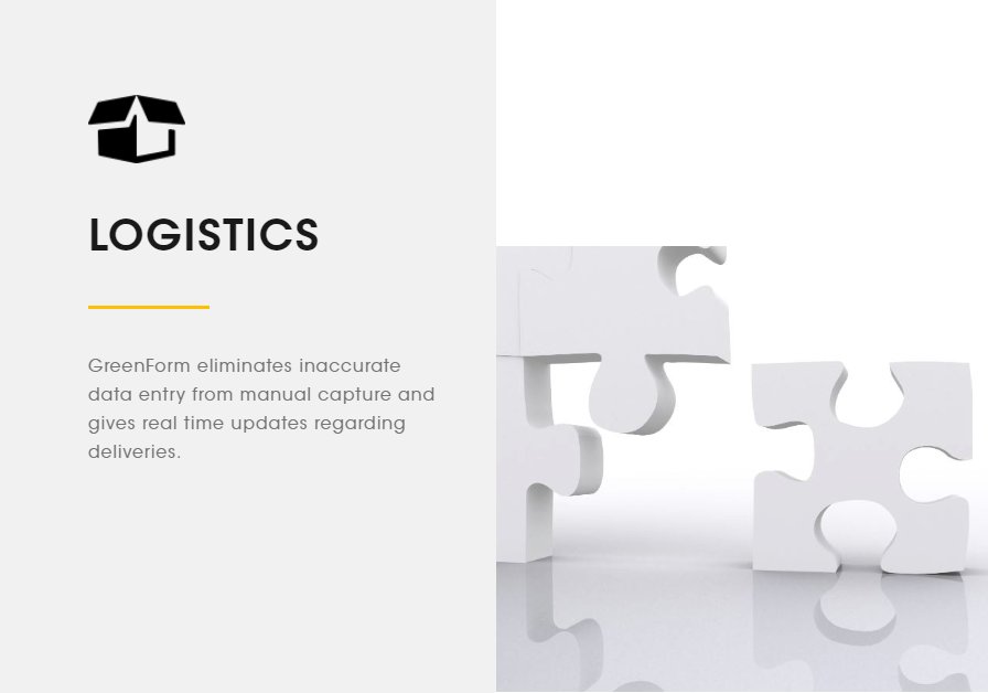 GreenForm eliminates inaccurate data entry from manual capture and gives real-time updates regarding deliveries.

#GreenForm #Solutions #Logistics #Software