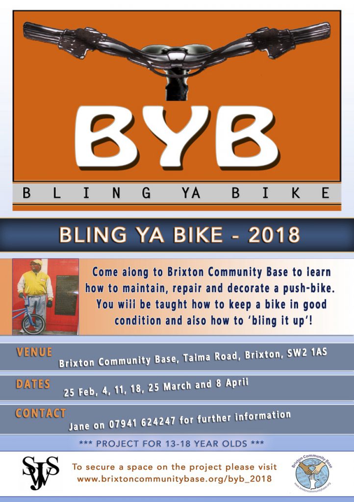 BSVCC's tweet photo. The 'Bling Ya Bike' project is for 13-18 yr olds from the #Brixton / #Lambeth area. Over 6 sessions, participants will learn bike maintenance &amp; have a chance to ‘bling’ their bike. The project is free but spaces are limited, so register at https://t.co/xlMhdIY2H1 to #BlingYaBike https://t.co/3qDOxA0opP