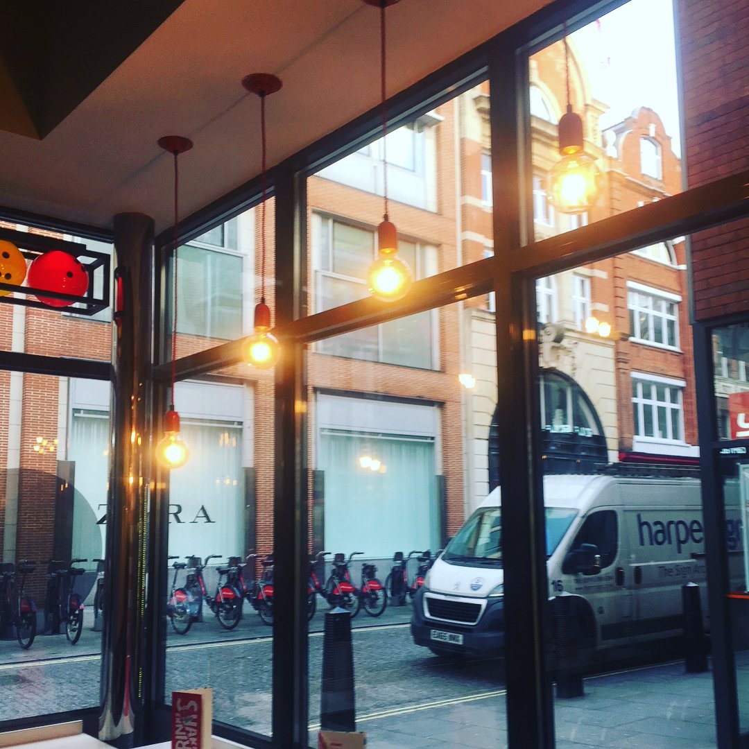 lightique's tweet photo. @edsdiners handover was on 1st February! Check out our lights in Mayfair! Thanks for the pic @keanebrands #lightsupply #edsdiner #eyecatching #Mayfair https://t.co/Zi8rcaIHGY