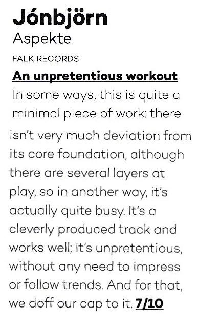 ey-oop. Our kid <a href="/Jonbjornbjorn/">Jónbjörn</a> getting some review love from <a href="/Mixmag/">Mixmag</a> in the Techno round up in their latest issue! Dang!