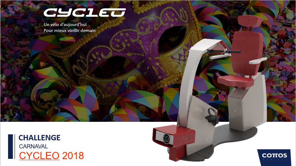 CottosMedical's tweet photo. Ce matin, 5 résidences nouvellement équipées de #Cycléo ont commencé le #ChallengeCarnaval 2018.
1 résidence 🏡 = 1 équipe 🚴♀️🚴♂️
Objectifs : découvrir Cycléo, favoriser la
relation accompagnant-résident et surtout aller plus loin tous ensemble !
#EHPAD #EHPA #Vélos https://t.co/IQFQPH6jO6