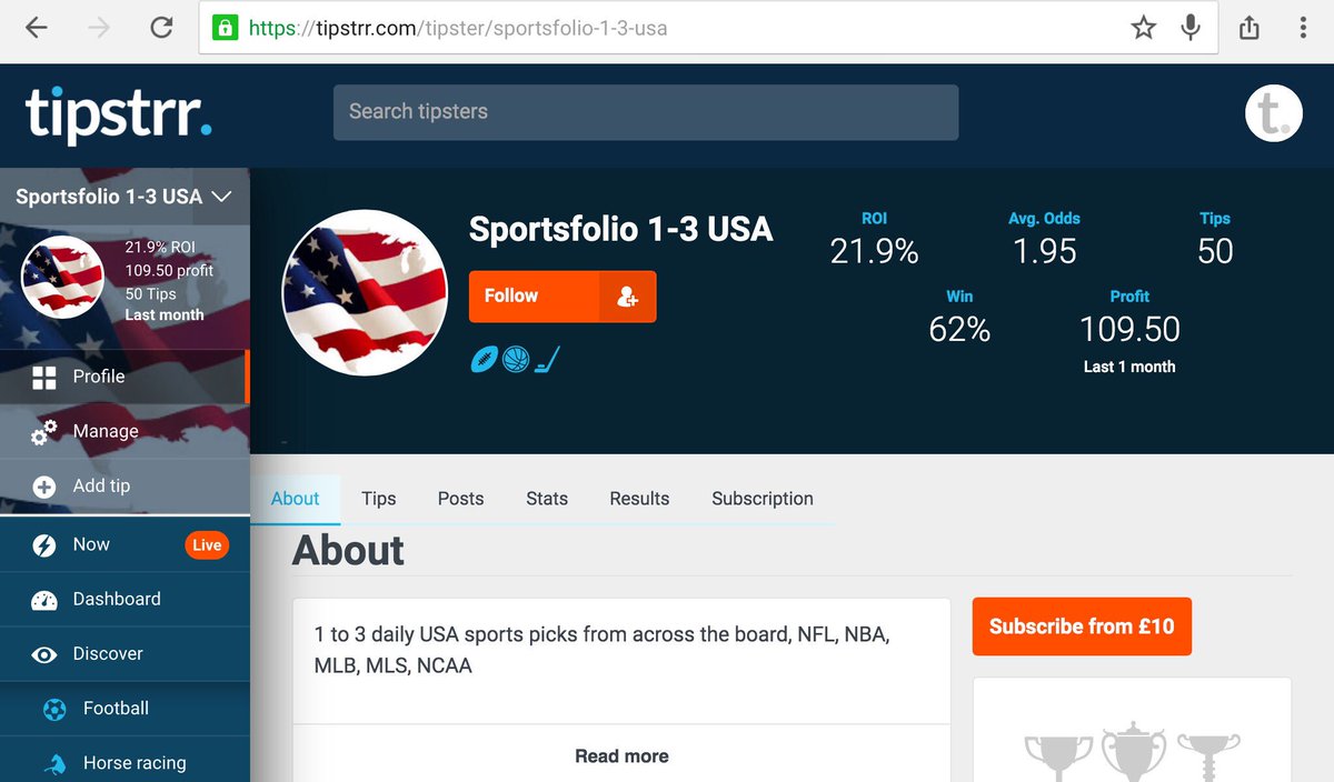 SportsFoliosSF's tweet photo. #Sportsfolio 1-3 #USA selections a day....Currently at +109.50 points #profit with a #strong 62% #strikerate #kickass #consistent 😈👍🏻 https://t.co/Vi4HuhAWRg