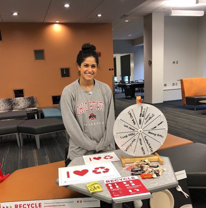 greenbuckeyes's tweet photo. We are at #NoskerHouse lobby this morning with our #RecyclingGame, recycling tips, and some good candy! @OhioStResLife #Recyclemania #MeasureUp2018 #GreenBuckeyes https://t.co/lg25BycKeP