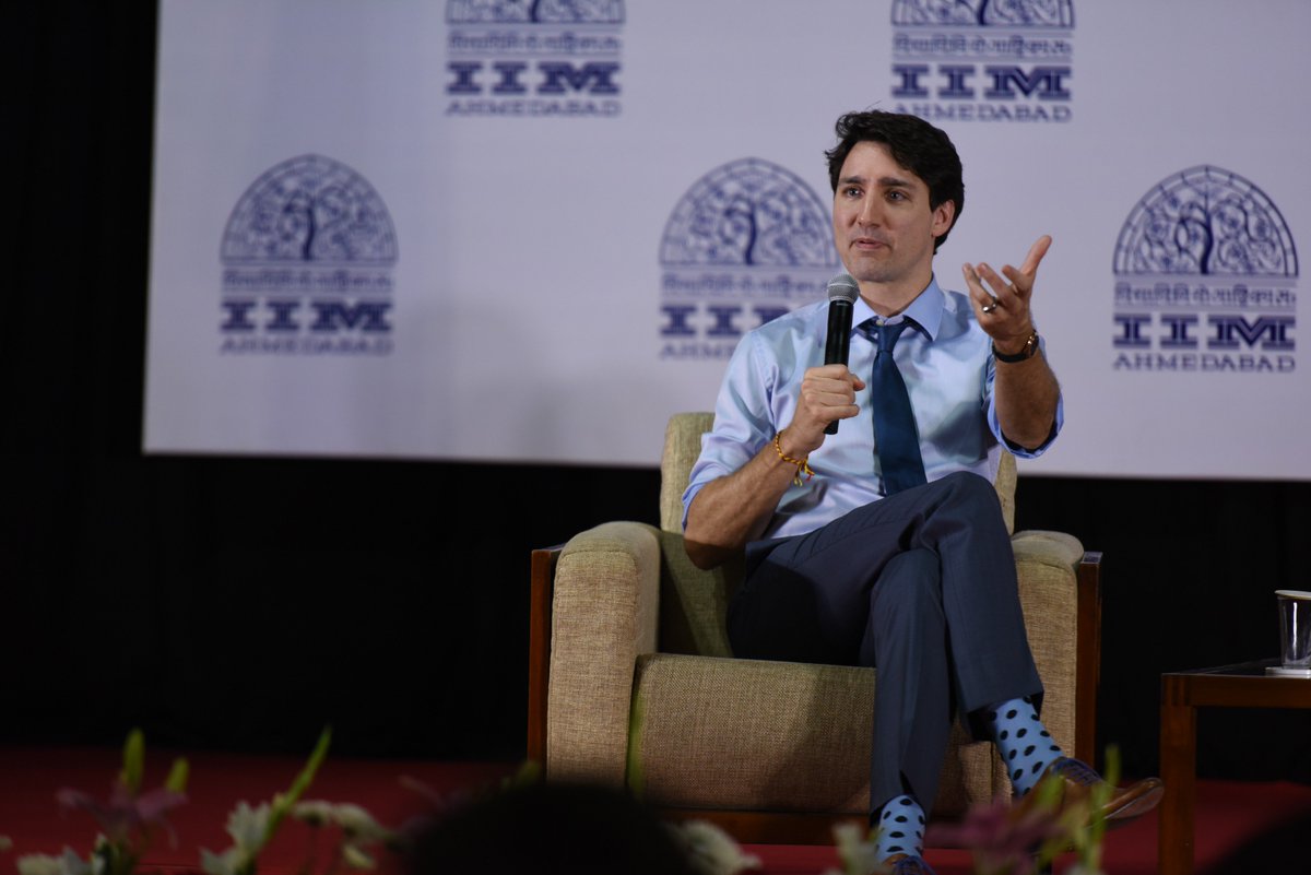 IIMAhmedabad's tweet image. Right Honourable Prime Minister of Canada, Justin Trudeau shared his belief at #IIMA - “Women Empowerment is not just the right thing to do but the smart thing do”.