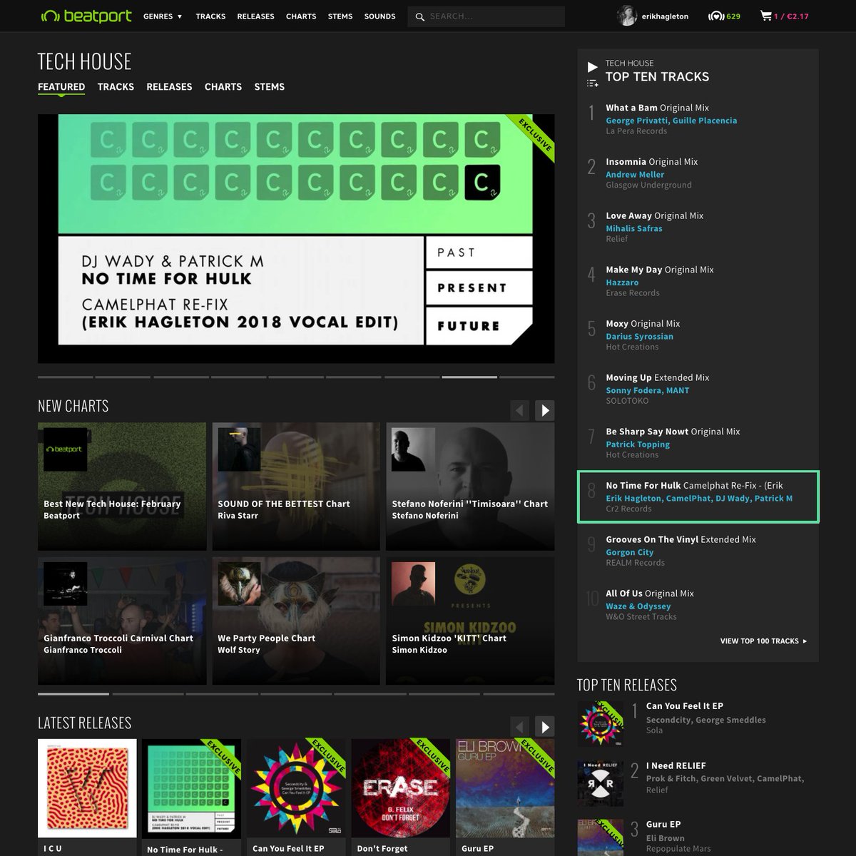 ErikHagleton's tweet photo. Still climbing the top π― #techhouseπ€ π
Number #8 today! Boom π₯π
#happyunderground #housemusic #top10 #camelphat #djwady #patrickm #cr2records #markbrown https://t.co/CtXM1EZrXU