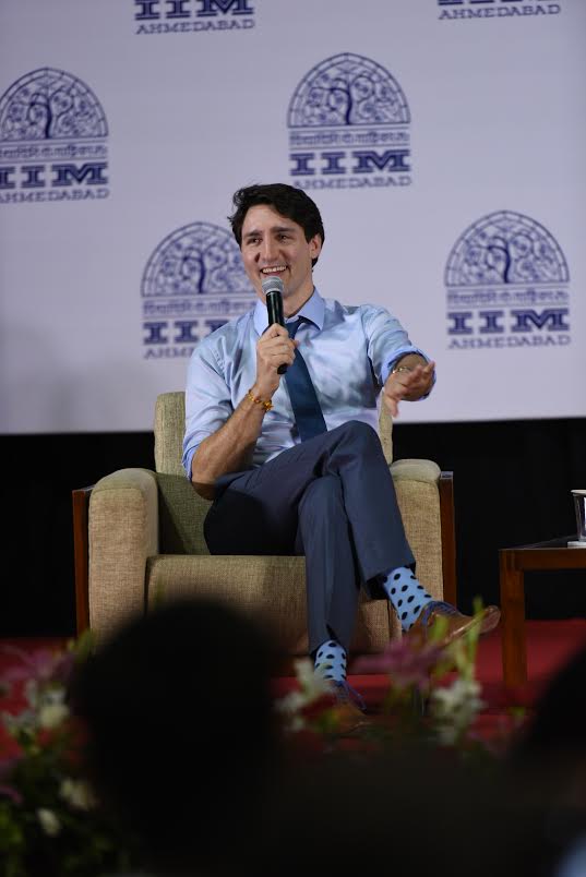 Canadian Prime Minister Justin Trudeau interacts with IIMA students (video)