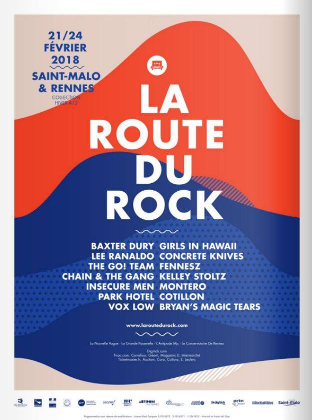 pierreandrieu's tweet image. #RDR2018 @laroutedurock hiver, c'est du 21 au 24 février @CRR_Rennes @AntipodeRennes @NouvelleVague35 avec @baxterdury @gihband @leeranaldo @CHAINANDTHEGANG @ConcreteKnives @KelleyStolz @Tha_Go_Team #InsecureMen #VoxLow #Montero #BryansMagicTears Billets: concertandco.com/festival/route…