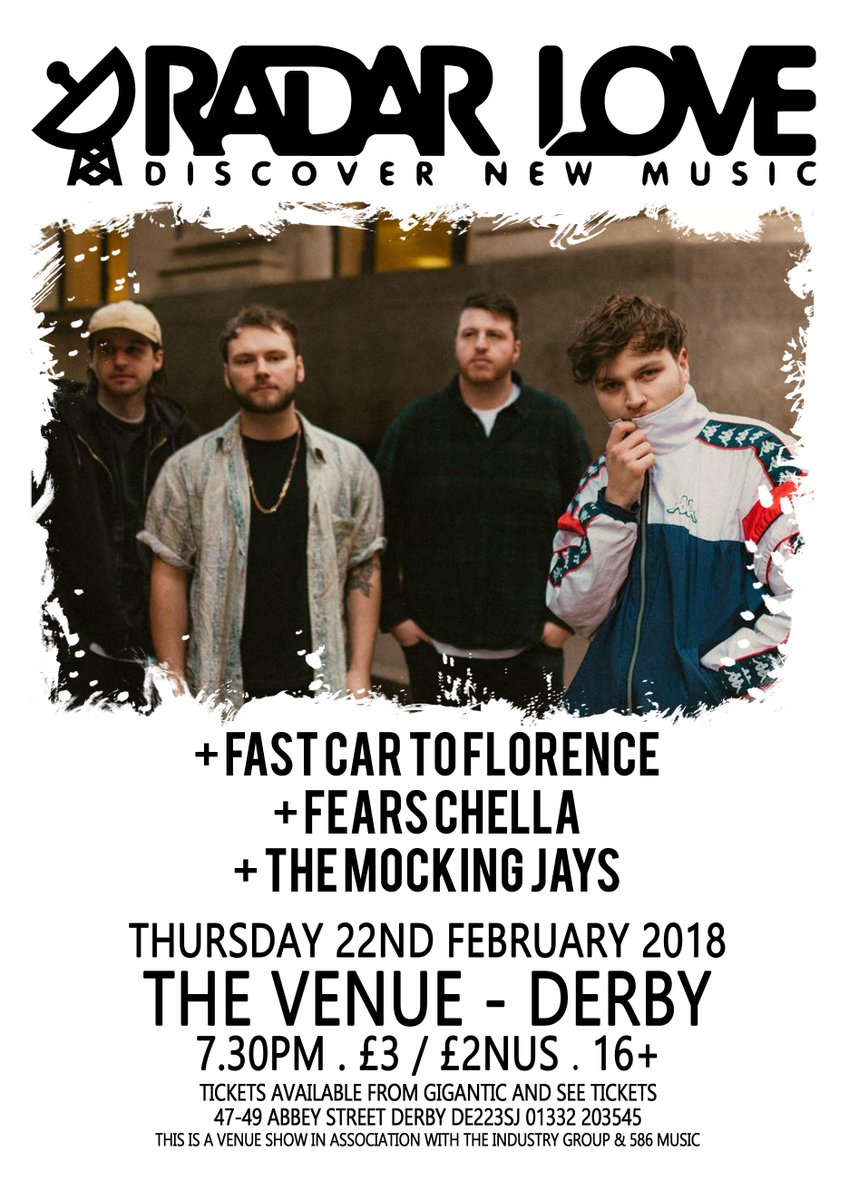 TONIGHT

@FearsChella
are in Derby with <a href="/fastflorence/">Fast Car To Florence</a>
and <a href="/MockingJaysband/">The Mocking Jays</a> xox