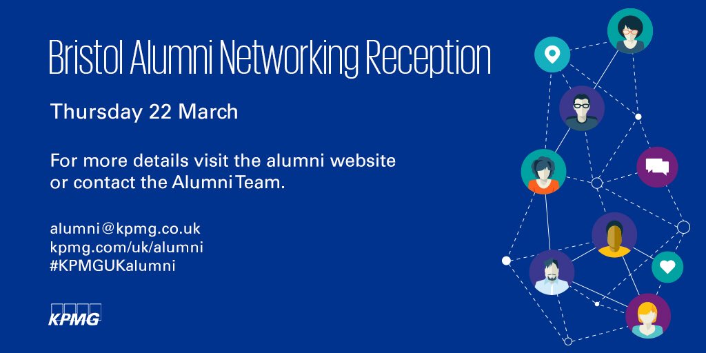 a_j_hodgson's tweet photo. Join us for our #KPMGUKalumni Bristol event on Thursday 22nd March to catch up with friends and former colleagues https://t.co/sT59rpaRfK