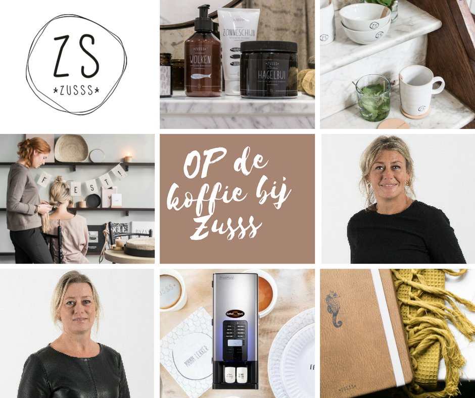 Op de koffie bij <a href="/ZusssOriginals/">Zusss</a> , ontstaan uit een hobby van twee zussen en inmiddels uitgegroeid tot een drukbezochte webshop en ruim 400 verkooppunten. coffeeatwork.nl/Basis.aspx?Tid…