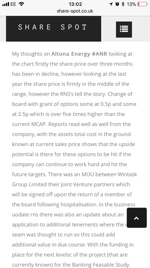 Riz29LSE's tweet photo. #ANR , extract taken from Steve Shares from Share-Spot @Shares_spot @slarratt1 https://t.co/AsgvBeYmfu