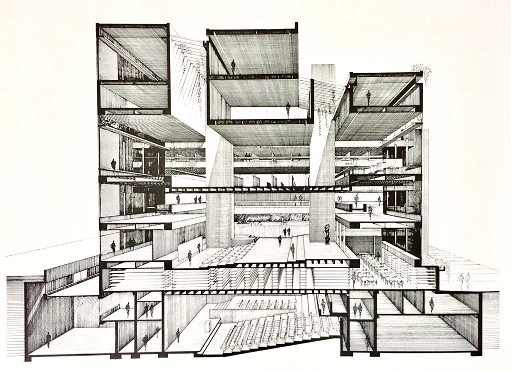 ポール・ルドルフ 建築透視図 ポール ルドルフの建築透視図 ポール・ルドルフの建築透視図 アメリカ