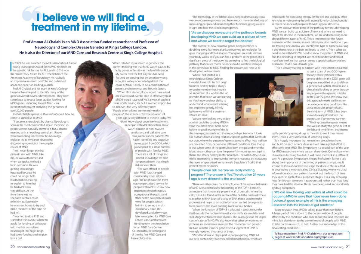 MNDManchester's tweet photo. The new edition of @mndassoc Thumbprint magazine is now available online!

Go download a copy, or read it online.

There’s a great interview with @AmmarAlChalabi about @mndresearch you can enjoy.

See it all here: https://t.co/kM7Xslfenw https://t.co/GFqMqQWxy9