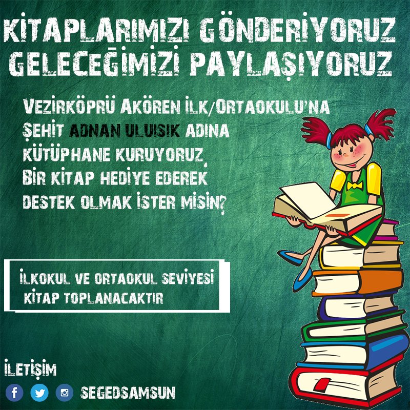 Bir kitap yollayın Geleceklerine katkıda bulunun! #kitapkampanyası #SamsunOkuyor #samsunokumavakti  #SAMSUN  <a href="/TCSamsunValilik/">T.C. Samsun Valiliği</a> <a href="/seged_/">ŞEGED-Türkiye</a> @AhbapSamsun <a href="/ahbapplatformu/">Ahbap Platformu</a> <a href="/haluk_levent/">Haluk Levent</a>
