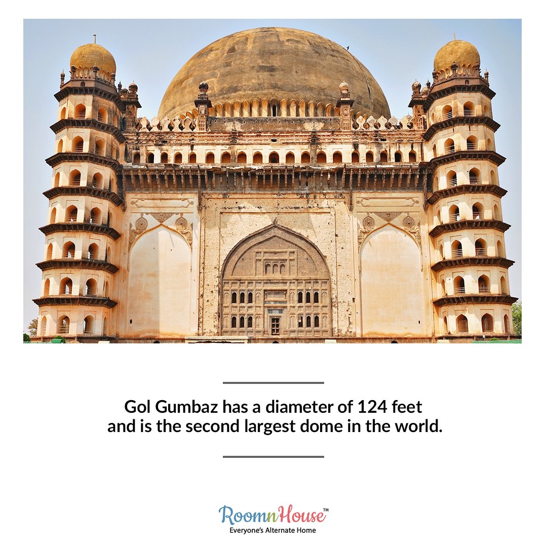 Gol Gumbaz the mausoleum of king Mohammed Adil Shah  located in Bijapur, Karnataka is constructed as per the Deccan architecture. Know more about India by Traveling!
#travel #facts #Incredible #India #Nature #Beautiful
