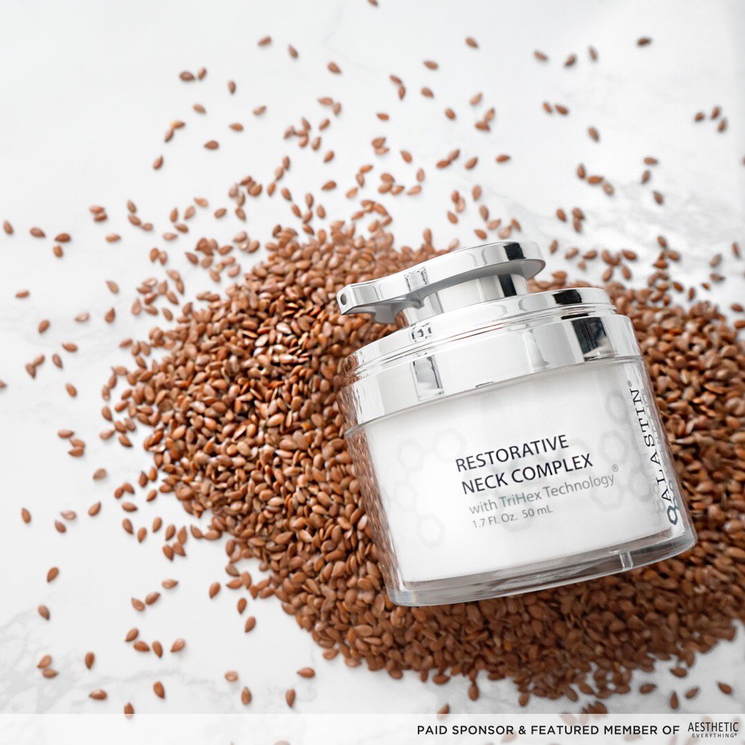 AestheticEvExpo's tweet photo. Did you know? The new @AlastinSkincare Restorative Neck Complex contains Flax Seed Extract, a powerhouse of omega-3 fatty acids and antioxidants that increase natural hyaluronic acid levels in skin. 

https://t.co/BhPTK5aw7D

#alastinskincare #restorativeneckcomplex #ingredients https://t.co/YWnM2c1lTf
