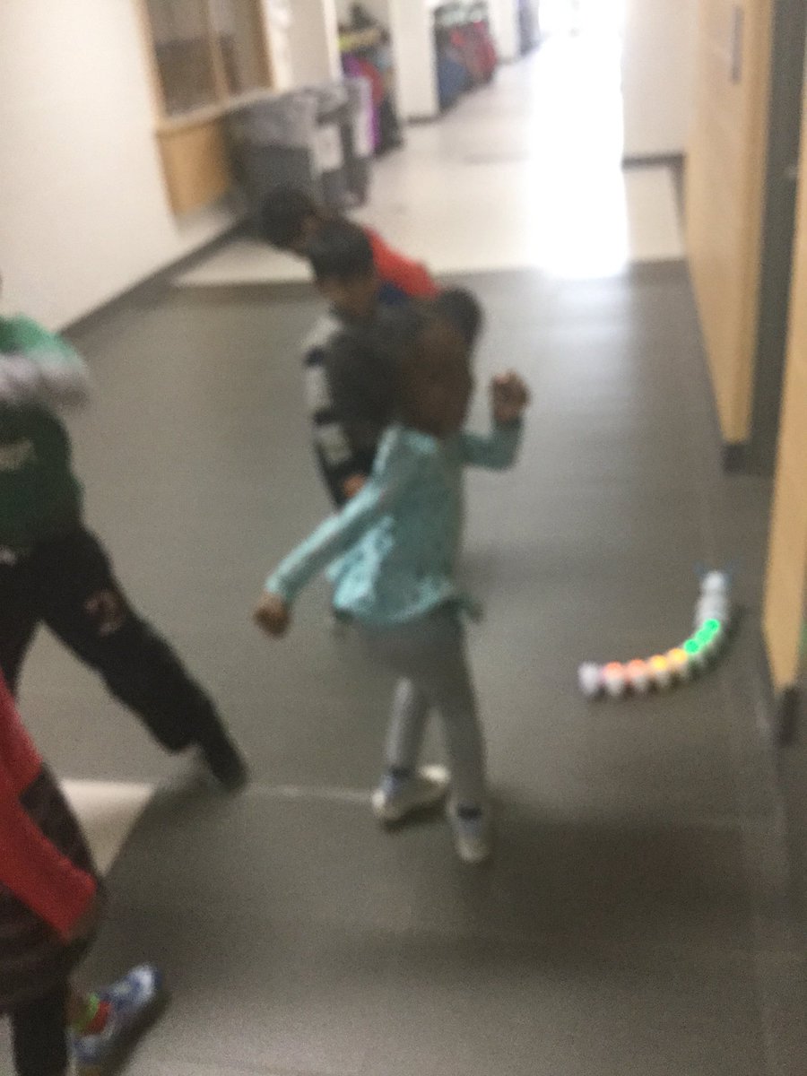 HearderAmos's tweet photo. Having fun with the #codeapillar today. The challenge: create a line of code using all the pieces, with the music piece at the end, and have it not bump into any walls! We even had a happy dance at the end @DolsonPS #PeelEML #Peel21st https://t.co/P3BRgUzXg5